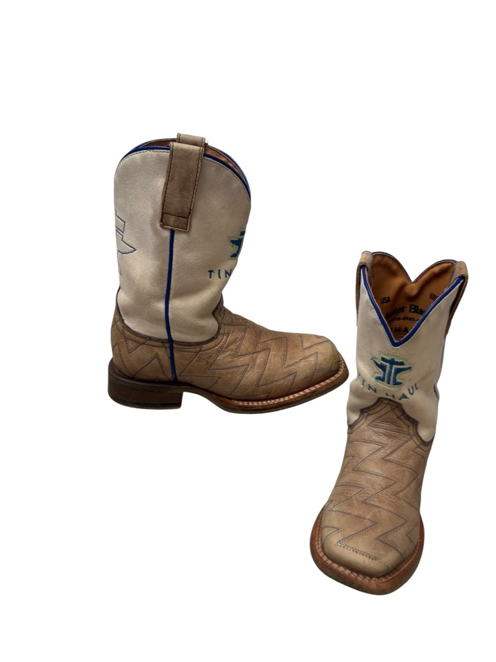 Tin Haul Master Blaster Leather Square Toe Western Cowboy Boots Kid Boys Size 13